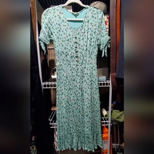 Green floral maxi dress